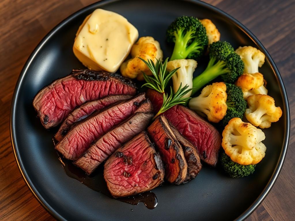 Ribeye steik röstitud köögiviljadega